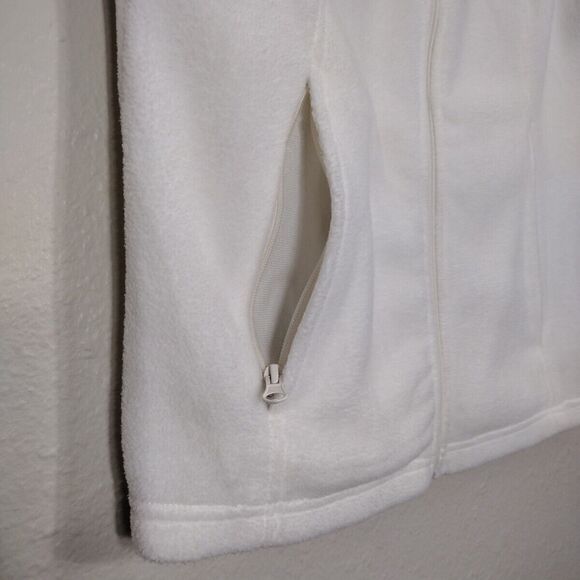 Fleece White Vest Columbia Benton Size M Zip Up Casual Cowl neck Pockets - Picture 9 of 14